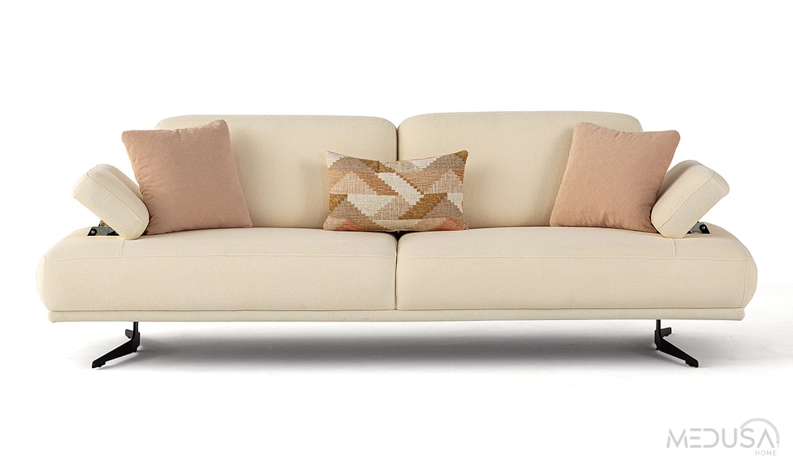 Medusa Home Mobilya - Fenikser Krem Üçlü Koltuk