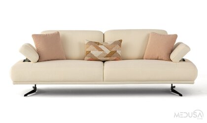 Medusa Home Mobilya - Fenikser Krem Üçlü Koltuk