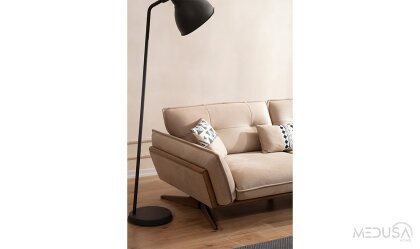 Medusa Home Mobilya - Fiona Bej Üçlü Koltuk