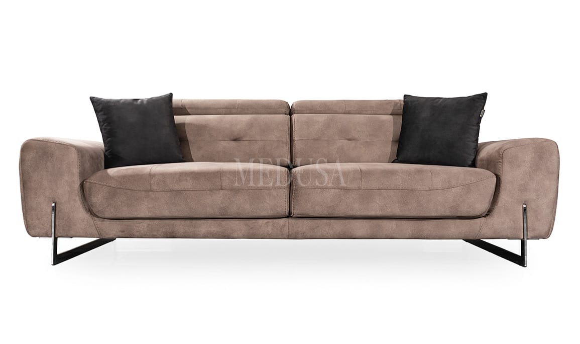 Medusa Home Mobilya - Flora Kahve Üçlü Koltuk Motorlu