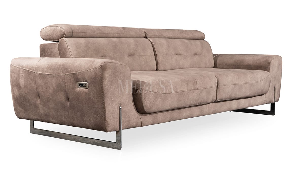 Medusa Home Mobilya - Flora Kahve Üçlü Koltuk Motorlu