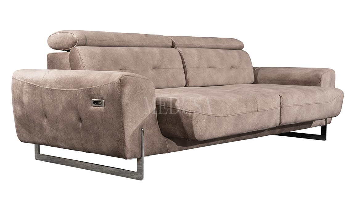 Medusa Home Mobilya - Flora Kahve Üçlü Koltuk Motorlu