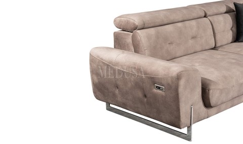 Medusa Home Mobilya - Flora Kahve Üçlü Koltuk Motorlu