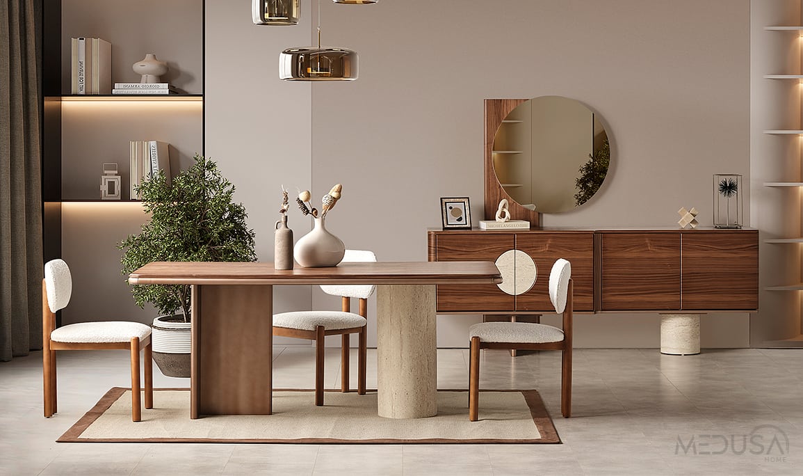 Medusa Home Mobilya - Floransa Ceviz Yemek Odası