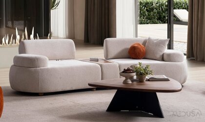Medusa Home Mobilya - Flow Sehpalı Üçlü Koltuk