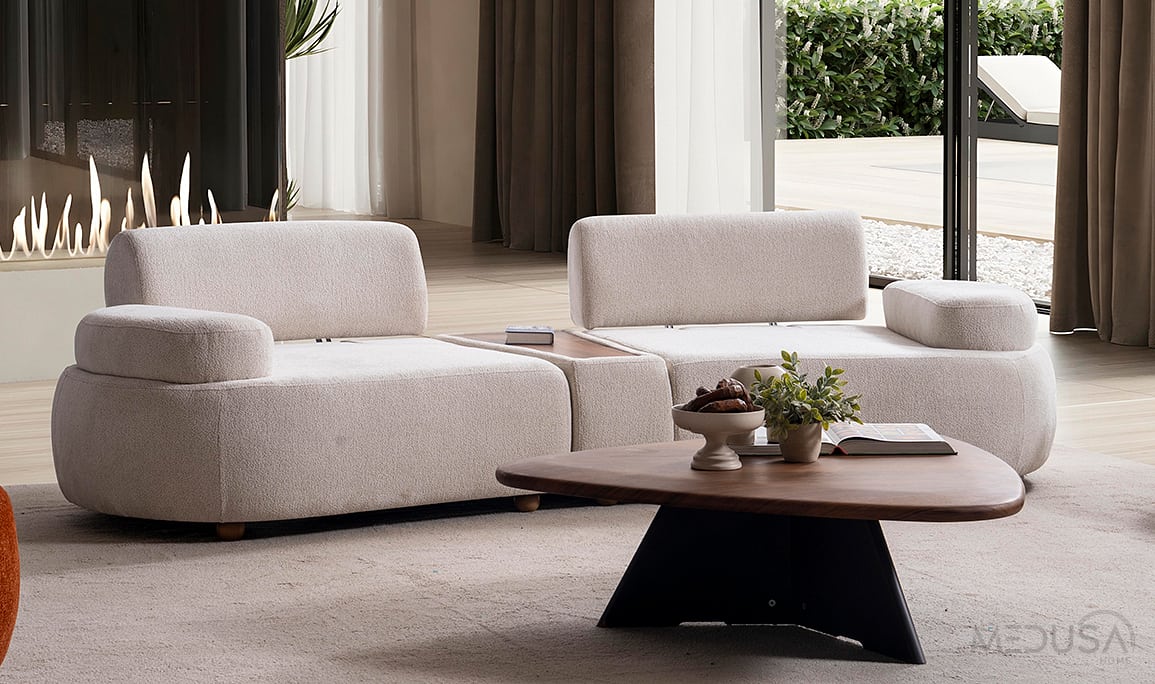 Medusa Home Mobilya - Flow Sehpalı Üçlü Koltuk