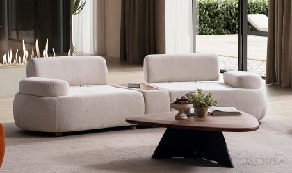 Medusa Home Mobilya - Flow Sehpalı Üçlü Koltuk