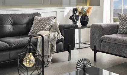 Medusa Home Mobilya - Fluffy Siyah Üçlü Koltuk