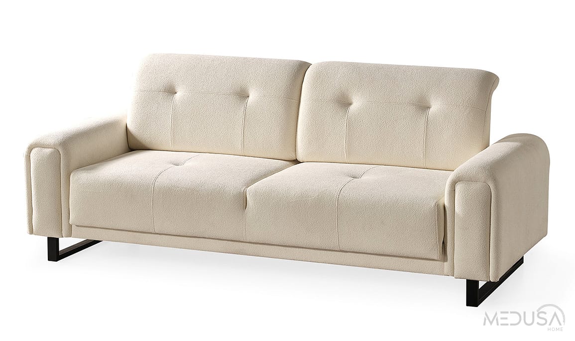 Medusa Home Mobilya - Flux Beyaz Üçlü Koltuk