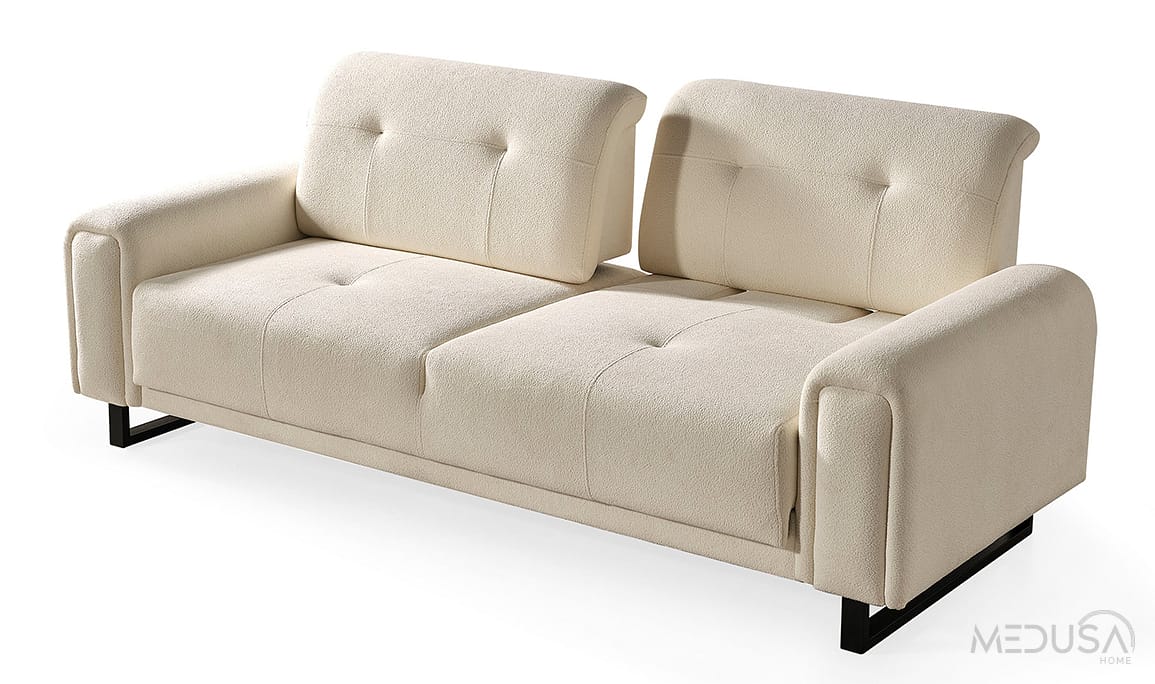 Medusa Home Mobilya - Flux Beyaz Üçlü Koltuk