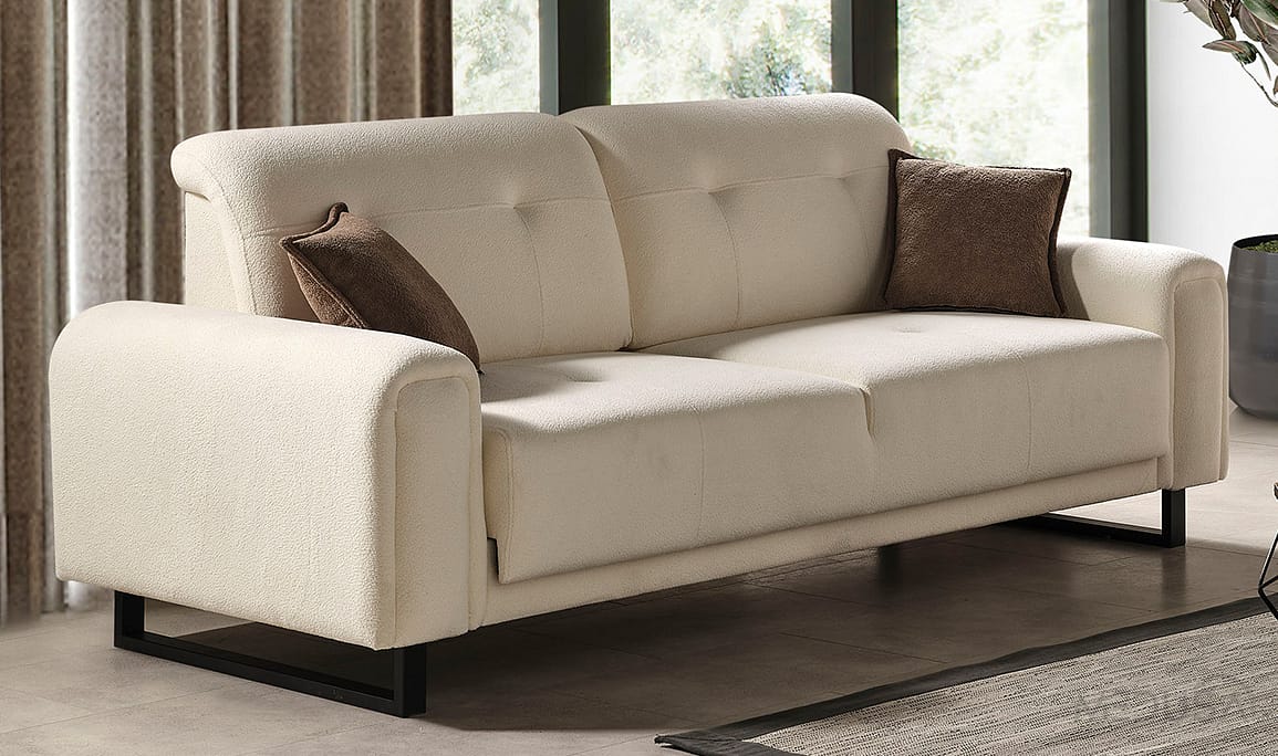 Medusa Home Mobilya - Flux Beyaz Üçlü Koltuk