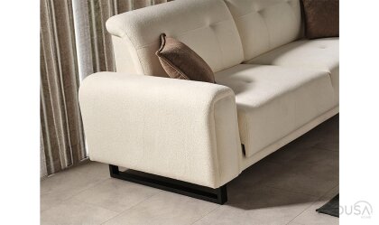 Medusa Home Mobilya - Flux Beyaz Üçlü Koltuk