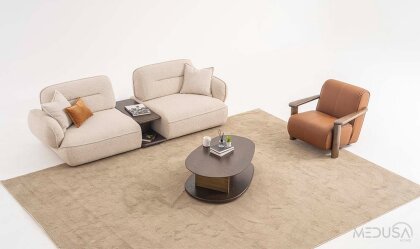 Medusa Home Mobilya - Forza Ara Sehpalı Üçlü Koltuk