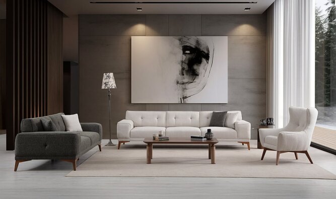Medusa Home Mobilya - Fuego Natural Koltuk Takımı - Modern Koltuk Takımları
