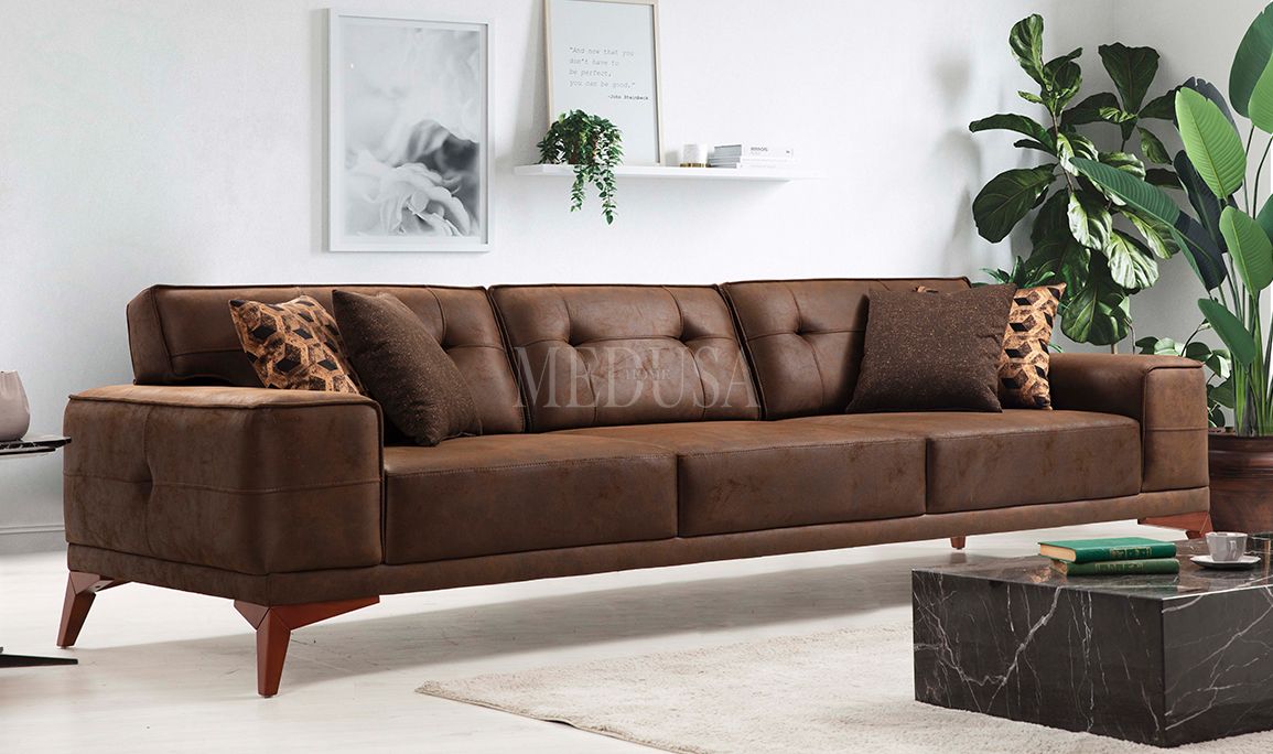 Medusa Home Mobilya - Fuego Nubuk Dörtlü Koltuk