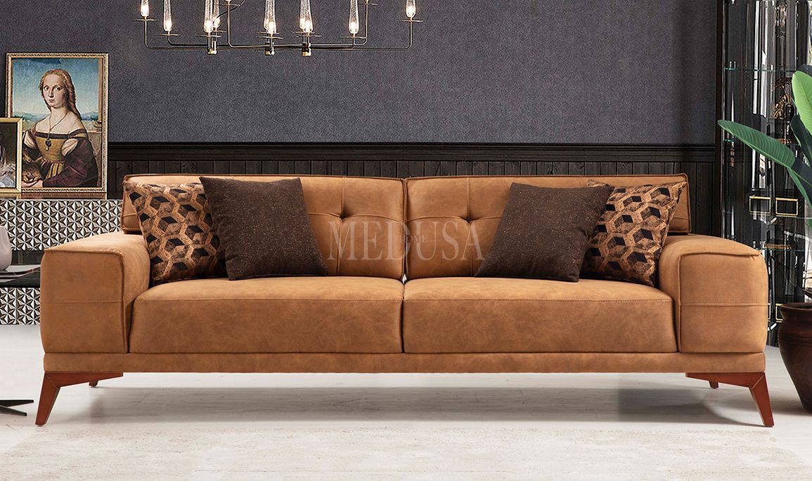Medusa Home Mobilya - Fuego Nubuk Üçlü Koltuk