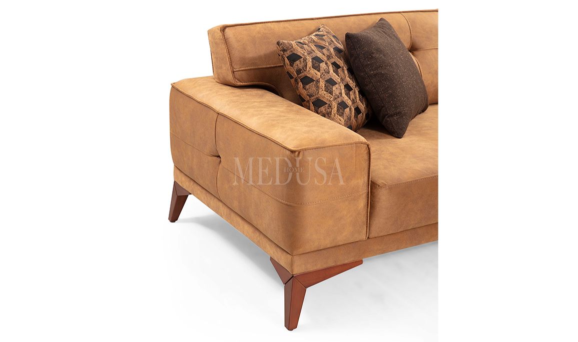 Medusa Home Mobilya - Fuego Nubuk Üçlü Koltuk