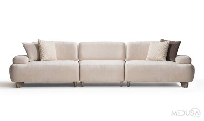 Medusa Home Mobilya - Glaze Beyaz Dörtlü Koltuk