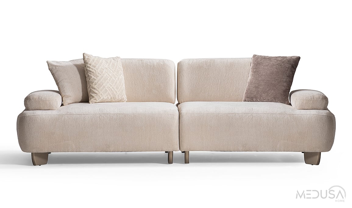 Medusa Home Mobilya - Glaze Beyaz Üçlü Koltuk