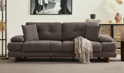 Medusa Home Mobilya - Gleam Antrasit Üçlü Koltuk