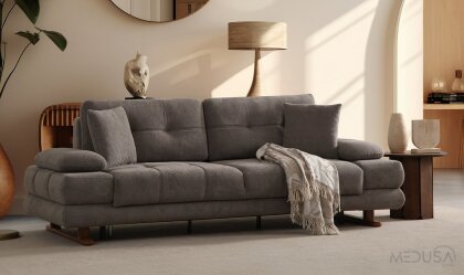 Medusa Home Mobilya - Gleam Antrasit Üçlü Koltuk