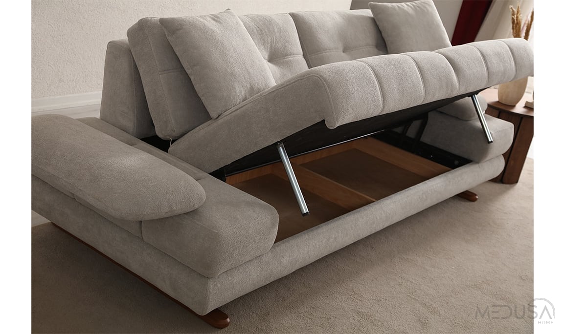 Medusa Home Mobilya - Gleam Krem Üçlü Koltuk