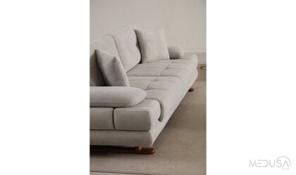 Medusa Home Mobilya - Gleam Krem Üçlü Koltuk