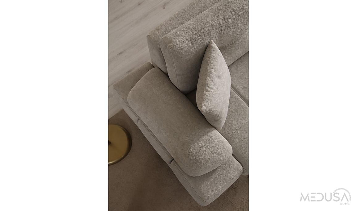 Medusa Home Mobilya - Gleam Krem Üçlü Koltuk