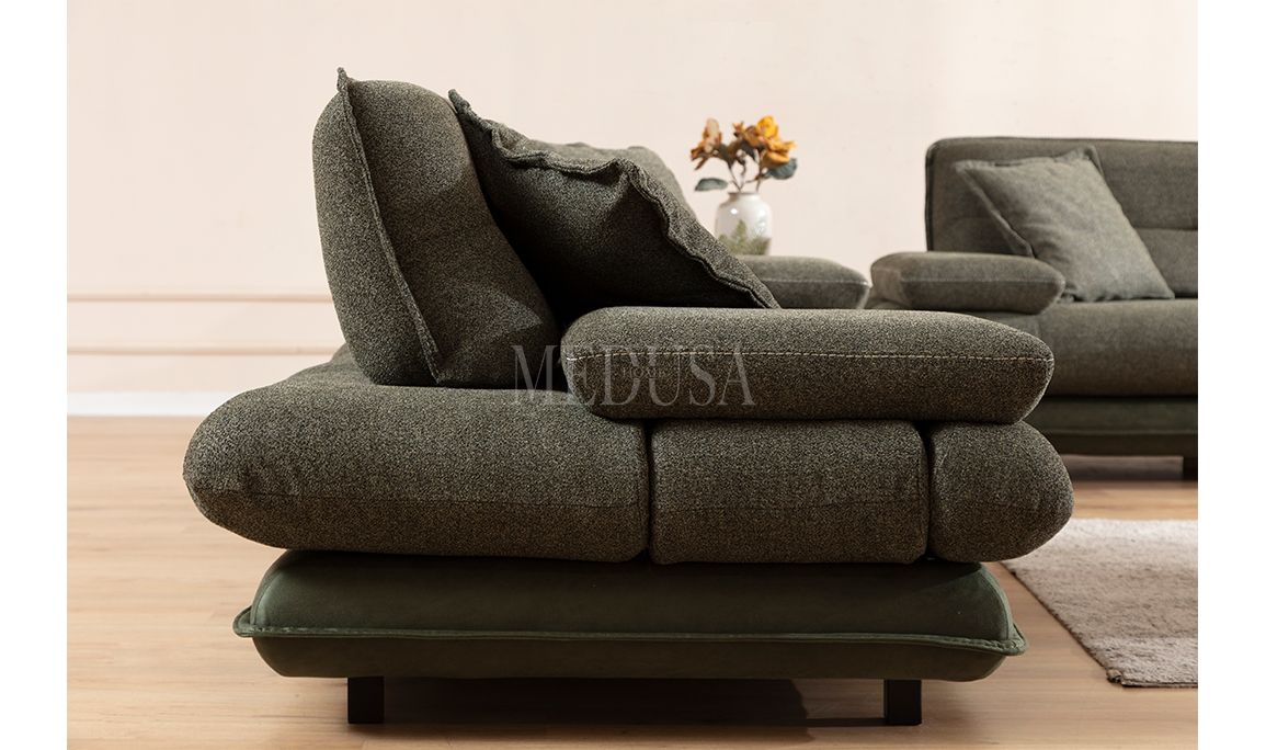 Medusa Home Mobilya - Gradyan Yeşil Üçlü Koltuk