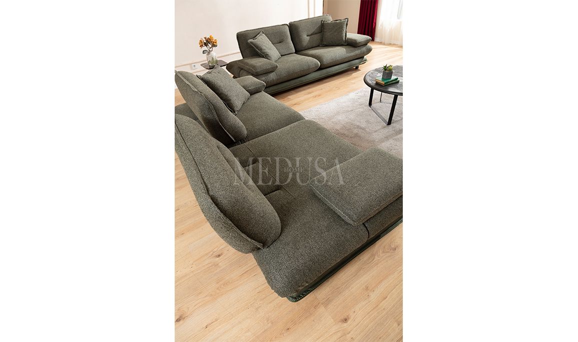 Medusa Home Mobilya - Gradyan Yeşil Üçlü Koltuk