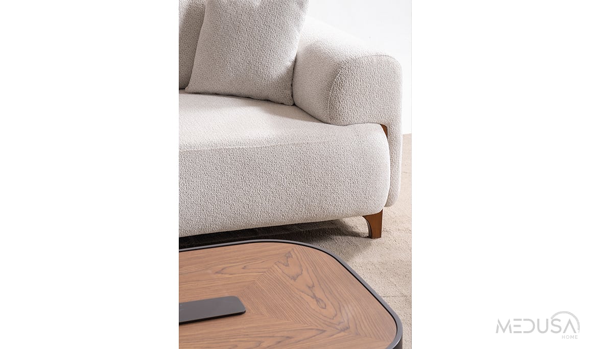 Medusa Home Mobilya - Grove Beyaz Üçlü Koltuk