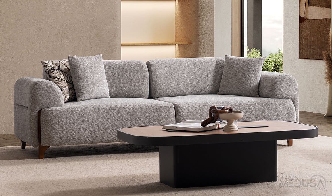 Medusa Home Mobilya - Grove Gri Üçlü Koltuk