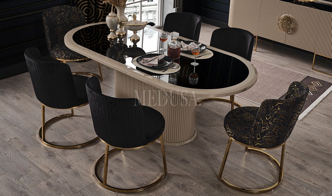 Medusa Home Mobilya - Guard Capuccino Gold Sandalye