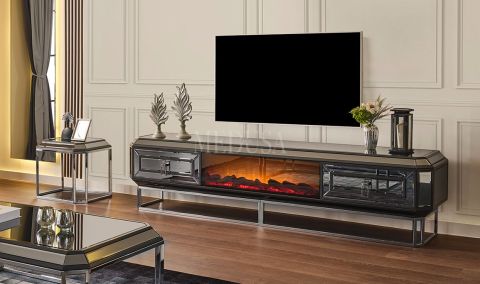 Medusa Home Mobilya - Gucci Antrasit Tv Ünitesi Şömineli