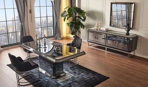Medusa Home Mobilya - Gucci Antrasit Yemek Odası