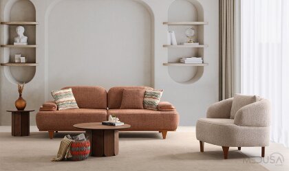 Medusa Home Mobilya - Gucci Kiremit Üçlü Koltuk