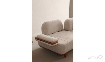 Medusa Home Mobilya - Gucci Krem Üçlü Koltuk