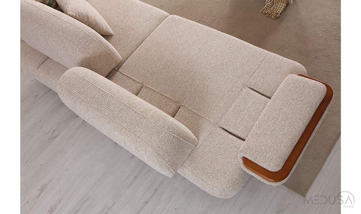 Medusa Home Mobilya - Gucci Krem Üçlü Koltuk