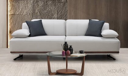 Medusa Home Mobilya - Guzzi Beyaz Üçlü Koltuk
