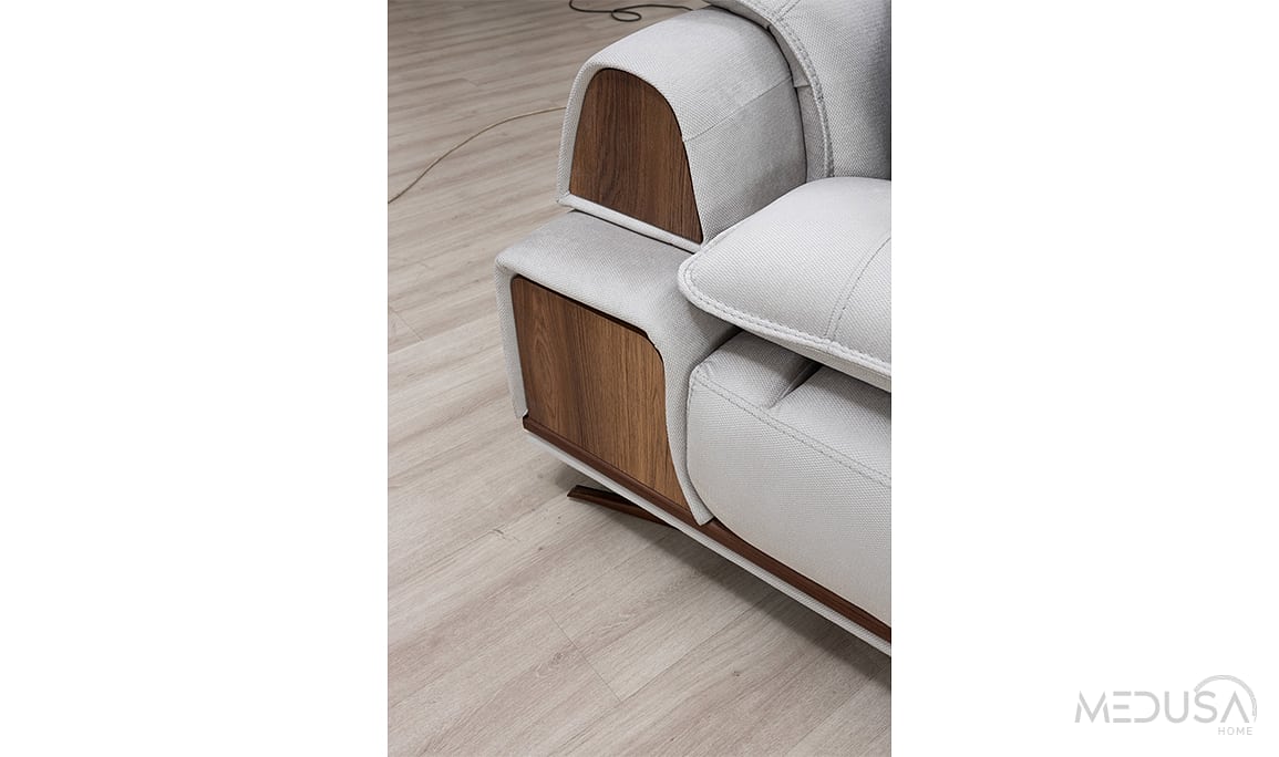 Medusa Home Mobilya - Guzzi Beyaz Üçlü Koltuk