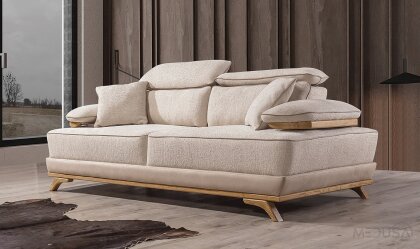 Medusa Home Mobilya - Hana Beyaz Üçlü Koltuk