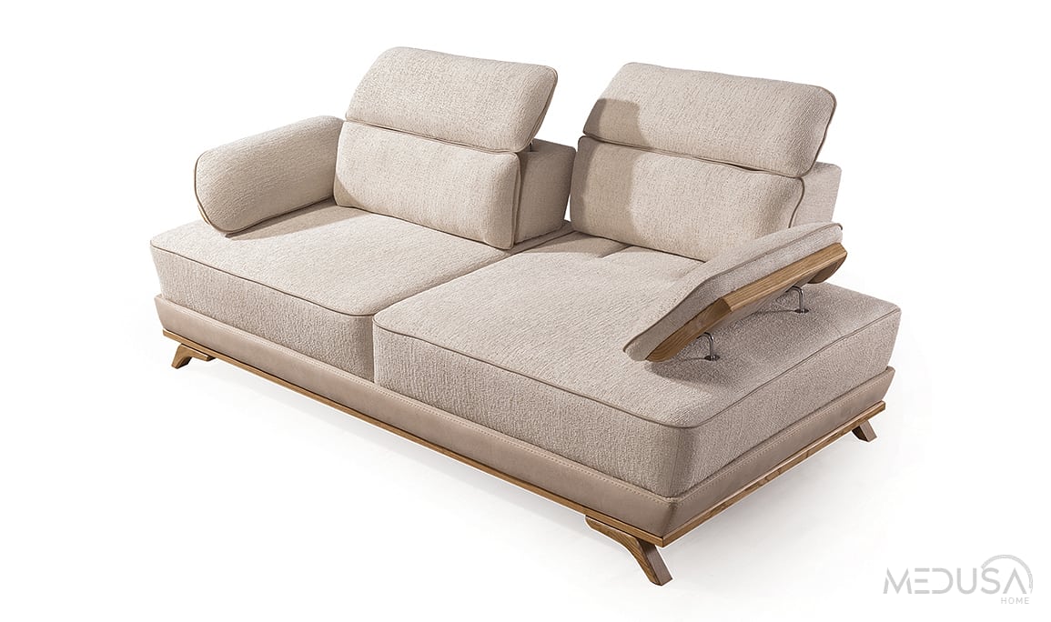 Medusa Home Mobilya - Hana Beyaz Üçlü Koltuk