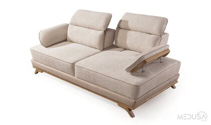 Medusa Home Mobilya - Hana Beyaz Üçlü Koltuk