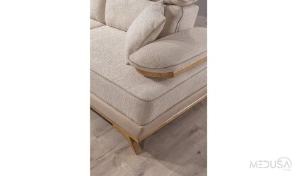 Medusa Home Mobilya - Hana Beyaz Üçlü Koltuk