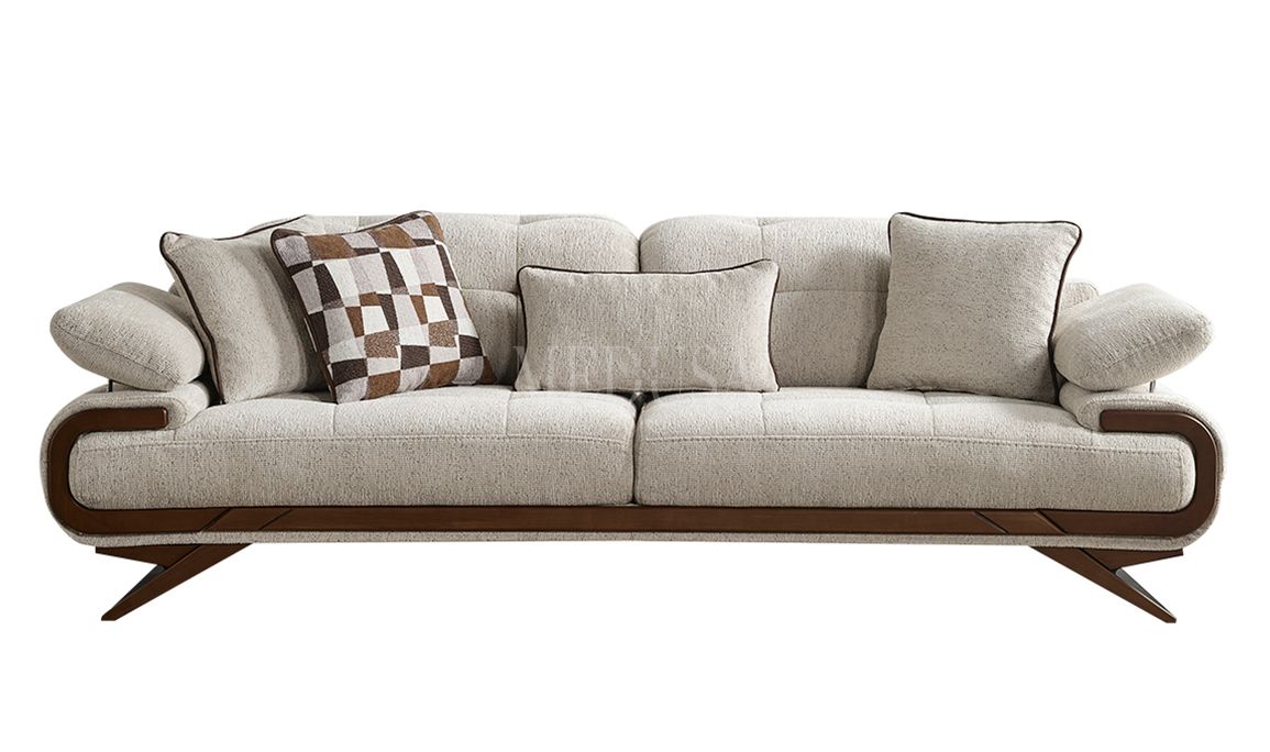 Medusa Home Mobilya - Harrison Beyaz Üçlü Koltuk