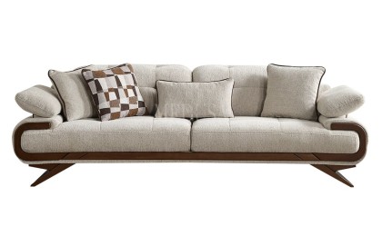 Medusa Home Mobilya - Harrison Beyaz Üçlü Koltuk