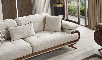 Medusa Home Mobilya - Harrison Beyaz Üçlü Koltuk