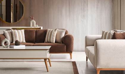 Medusa Home Mobilya - Heritage Kahve Üçlü Koltuk