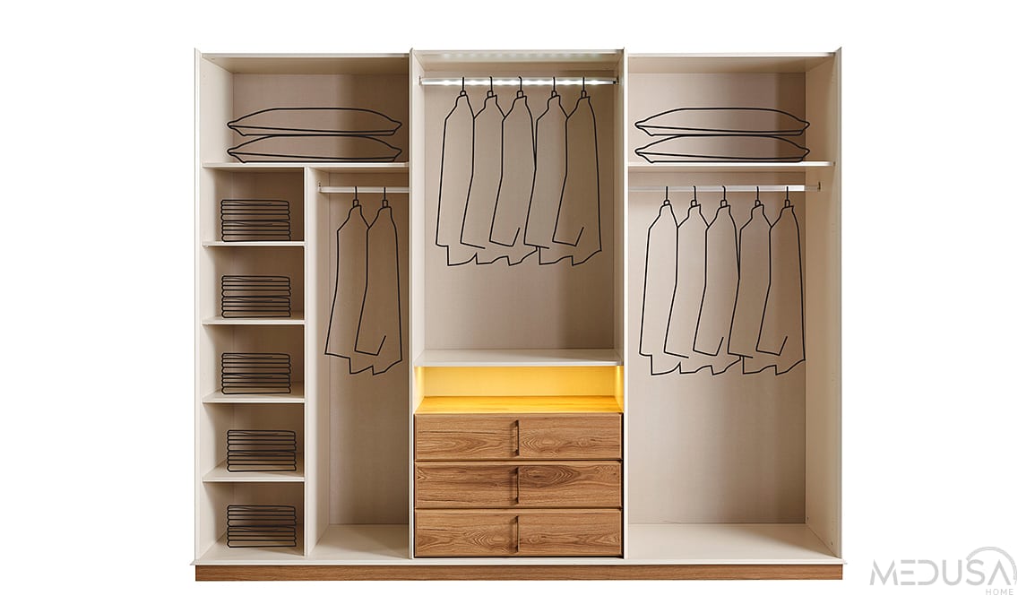 Medusa Home Mobilya - Heritage Krem & Ceviz Gardırop