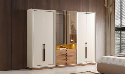 Medusa Home Mobilya - Heritage Krem & Ceviz Gardırop